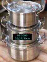 3PCS HOFFNER THICKENED ALUMINIUM COOKWARE/POT SET — MODEL: HF 3006
(Sizes: 22/24/26CM) - Image 2
