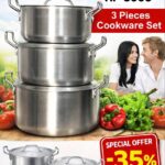 3PCS HOFFNER THICKENED STAINLESS STEEL COOKWARE/POT SET — MODEL: HF 3005 (Sizes: 24/26/28CM)