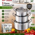 3PCS HOFFNER THICKENED ALUMINUM POT / COOKWARE SET — MODEL 3004 (Sizes: 26/28/30CM)