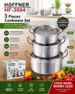 3PCS HOFFNER THICKENED ALUMINUM POT / COOKWARE SET — MODEL 3004 (Sizes: 26/28/30CM)