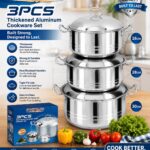 3PCS STNITHANZ SUPERIOR QUALITY THICKENED STAINLESS STEEL COOKWARE / POT SET (SIZE: 26/28/30CM)