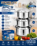 3PCS STNITHANZ SUPERIOR QUALITY THICKENED STAINLESS STEEL COOKWARE / POT SET (SIZE: 26/28/30CM)