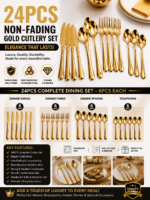 24PCS NON-FADING GOLD CUTLERY SET