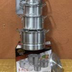 5PCS HOFFNER THICKENED ALUMINUM STOCK COOKWARE / POT SET WITH FLAT STEAMER (HF-AL-901)