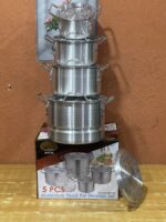 5PCS HOFFNER THICKENED ALUMINUM STOCK COOKWARE / POT SET WITH FLAT STEAMER (HF-AL-901)