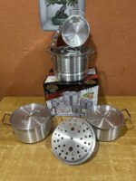 5PCS HOFFNER THICKENED ALUMINUM STOCK COOKWARE / POT SET WITH FLAT STEAMER (HF-AL-901) - Image 2
