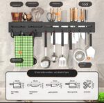 60CM FREE-PUNCHING TILE/WALL-MOUNTED KITCHEN UTENSILS RACK WITH 3 STORAGE SLOTS - Image 4