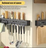 60CM FREE-PUNCHING TILE/WALL-MOUNTED KITCHEN UTENSILS RACK WITH 3 STORAGE SLOTS - Image 2