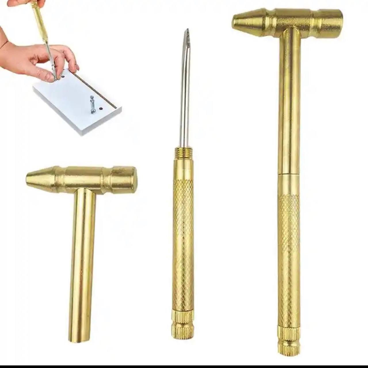 img_5108 6in1 MULTIFUNCTIONAL COPPER ALLOY GOLD DETACHABLE MINI CRAFT HAMMER/SCREWDRIVER SET - Image 1
