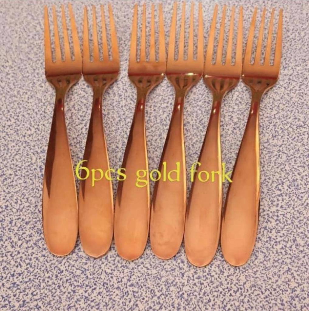 img_5143-2 6PCS NON-FADING GOLD-PLATED CUTLERY FORK SET - Image 1