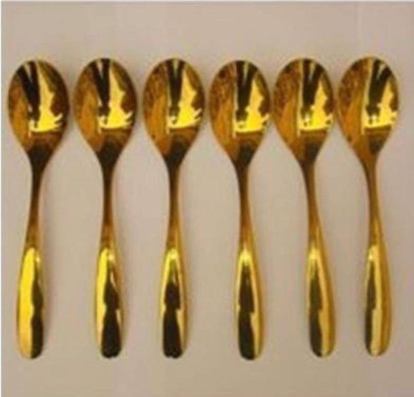 img_5144 6PCS NON-FADING GOLD-PLATED CUTLERY TEASPOON SET - Image 1