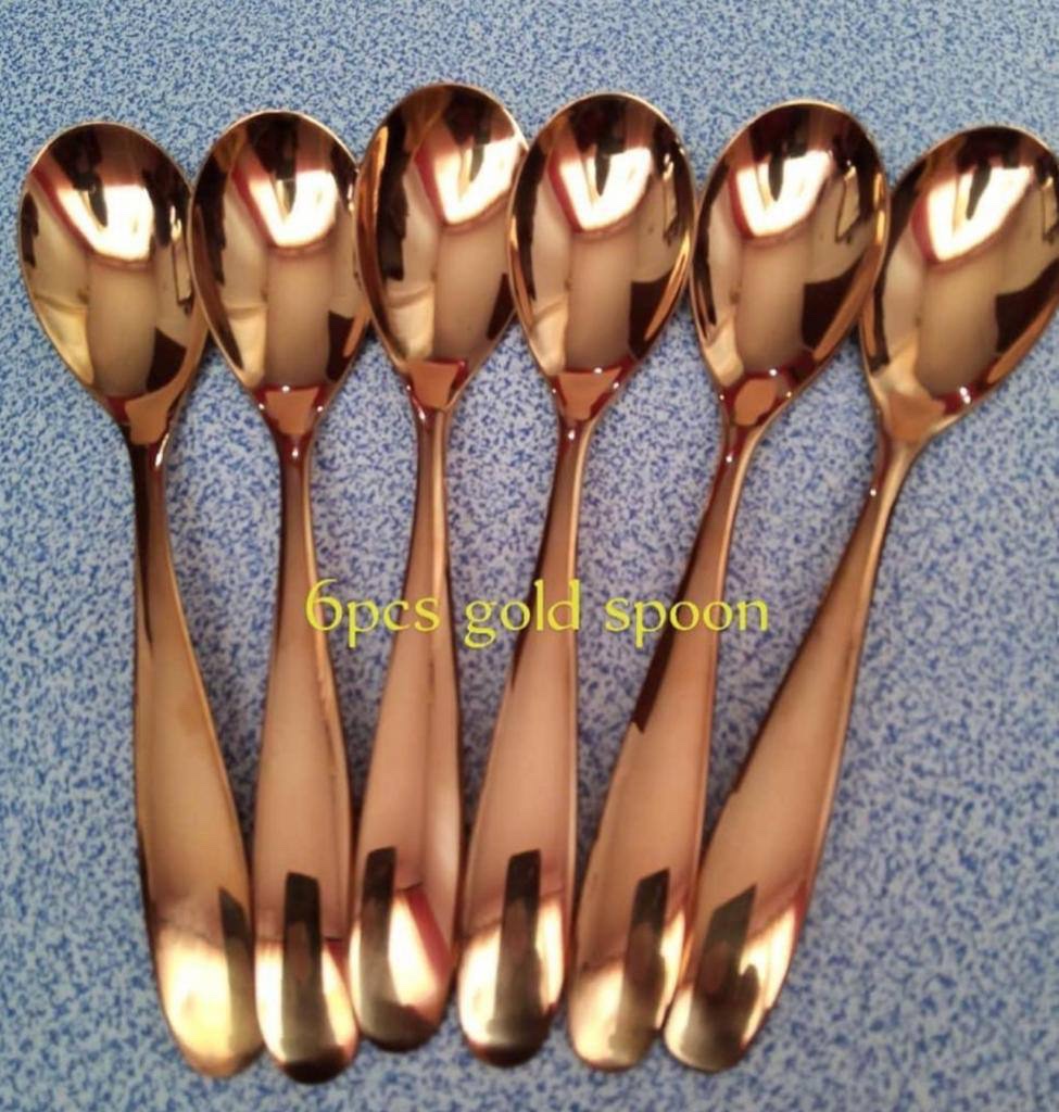 img_5145-2 NON-FADING GOLD-PLATED CUTLERY SPOON SET - Image 1