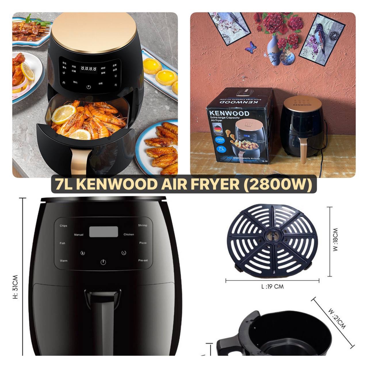 img_5159-2 7L KENWOOD MULTIFUNCTIONAL OIL-FREE TOUCH SCREEN ELECTRIC AIR FRY - Image 1