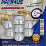 7PCS MAXIMUS THICKENED ALUMINUM POLISHED COOKWARE / POT SET             SIZES: 15/17/19/21/23/25/27CM