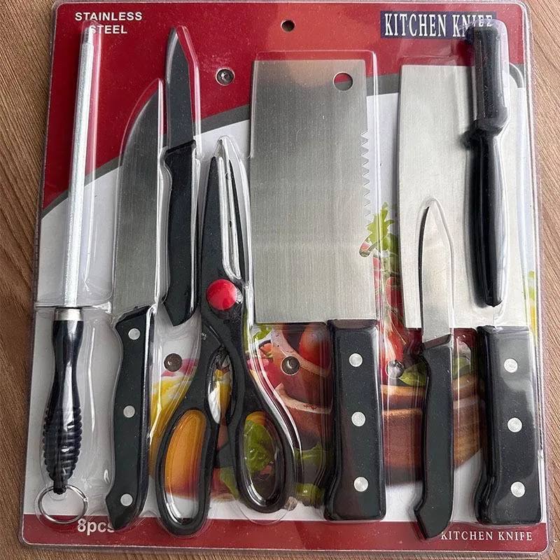 img_5207 8PCS KITCHEN KNIFE SET COMES WITH SKIN PEELER + SHARPENER - Image 1