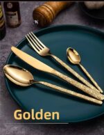 CREATIVE HAMMERED STAINLESS STEEL CUTLERY SET