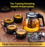 EXOTIC 5PCS LARGE CAPACITY GLASS WATER JUG/TEAPOT & DRINKING CUPS SET
