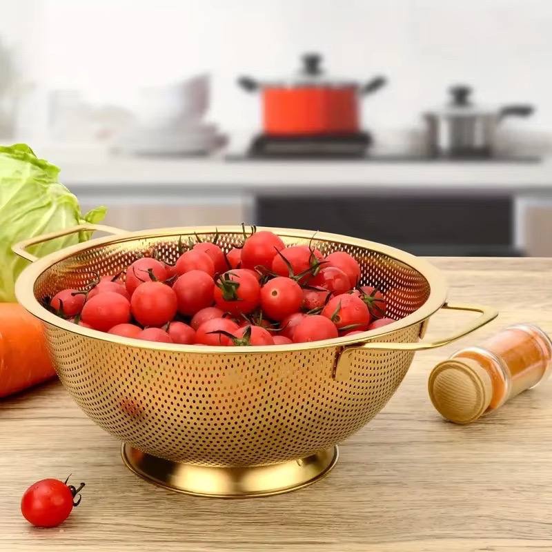 img_5534 HIGH QUALITY STAINLESS STEEL GOLD COLANDER - Image 1