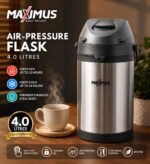 MAXIMUS AIR-PRESSURE LARGE CAPACITY STAINLESS STEEL COLD & HOT WATER FLASK (4L)