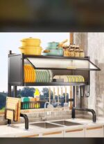 OVER-THE-SINK MULTIFUNCTIONAL METAL ADJUSTABLE DISH / PLATE RACK – WITH COVER - Image 2