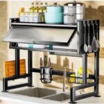 OVER-THE-SINK MULTIFUNCTIONAL METAL ADJUSTABLE DISH / PLATE RACK – WITH COVER