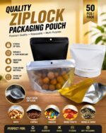50PCS QUALITY HIGH-CLEAR ZIPLOCK PACKAGING POUCHES SET