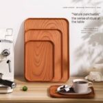 IMITATION WOOD COLOUR RECTANGULAR THICKENED PLASTIC SERVING TRAY - Image 6