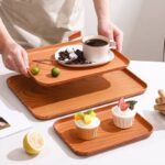 IMITATION WOOD COLOUR RECTANGULAR THICKENED PLASTIC SERVING TRAY - Image 3