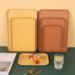 IMITATION WOOD COLOUR RECTANGULAR THICKENED PLASTIC SERVING TRAY - Image 2