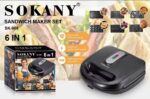 SOKANY 6-IN-1 WAFFLE / GRILL / TOASTER / SANDWICH MAKER