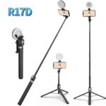 EXTENDABLE SELFIE STICK WITH DOUBLE MIRROR RING LIGHT + TRIPOD STAND + BLUETOOTH SHUTTER - Image 2