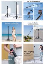 150CM STURDY ALUMINUM ALLOY STAND WIRELESS EXTENDABLE PHONE SELFIE STICK TRIPOD - Image 4