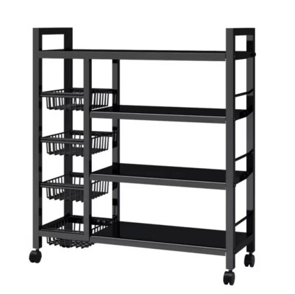 DUAL-STRUCTURE 4 LAYERS MULTIPURPOSE STEEL STORAGE SHELF / ORGANIZER RACK