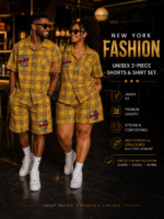 NEW YORK FASHION SIGNATURE UNISEX CHECK 2-PIECE SHORTS & SHIRT SET - Image 5