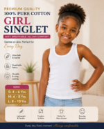 PREMIUM QUALITY 100% PURE COTTON GIRL SINGLET