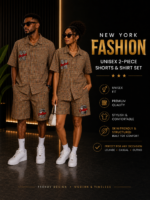 NEW YORK FASHION SIGNATURE UNISEX CHECK 2-PIECE SHORTS & SHIRT SET - Image 8