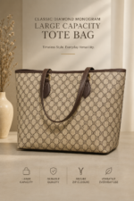 CLASSIC DIAMOND MONOGRAM LARGE CAPACITY TOTE BAG