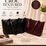 ELEGANT CROC TEXTURED TOTE BAG