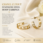 CHANELL CUTOUT STAINLESS STEEL HOOP EARRINGS (EAR 017)
