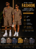 NEW YORK FASHION SIGNATURE UNISEX CHECK 2-PIECE SHORTS & SHIRT SET - Image 2