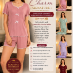 BAILEY LUXE PETAL CHARM SIGNATURE 2-PIECE TOP & SHORTS SPANDEX NIGHTWEAR/LOUNGEWEAR SET (DESIGN 6)