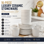 16-PIECE LUXURY CERAMIC STONEWARE DINNERWARE SET (WHITE)