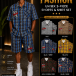 NEW YORK FASHION SIGNATURE UNISEX CHECK 2-PIECE SHORTS & SHIRT SET