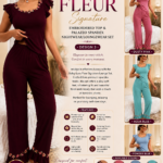 BAILEY LUXE FLEUR SIGNATURE EMBROIDERED TOP & PALAZZO SPANDEX NIGHTWEAR/LOUNGEWEAR SET (DESIGN 3)