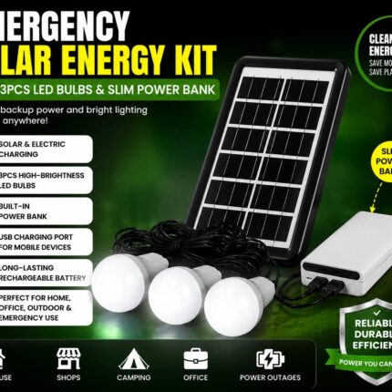 EMERGENCY SOLAR ENERGY KIT WITH 3PCS LED BULBS & POWER BANK