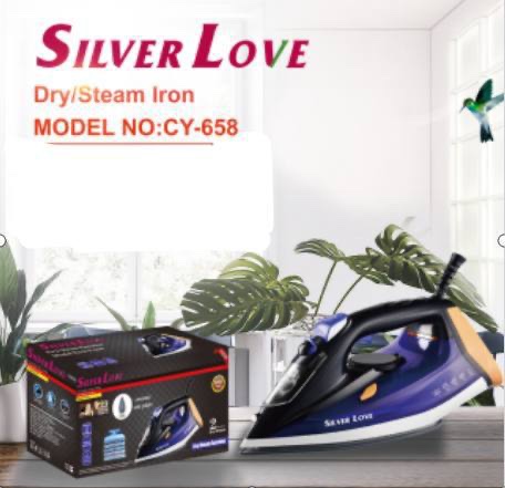 img_6942-2 SILVER LOVE 2200W ADVANCED TECH CERAMIC SOLEPLATE STEAM IRON (CY-658) - Image 1