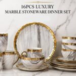 16-PIECE LUXURY MARBLE STONEWARE DINNER SET