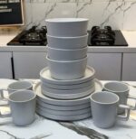 16-PIECE LUXURY CERAMIC STONEWARE DINNERWARE SET (WHITE) - Image 2