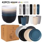 42PCS HEALTHY ECO-FRIENDLY THICKENED PLASTIC DINNERWARE & SERVING SET