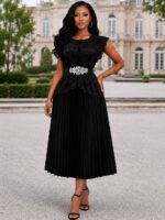 LUXE MIYAKI FREE SIZE 2PCS GOWN & CORD LACE TOP SET WITH FREE STONED ELASTIC WAIST BELT - Image 5